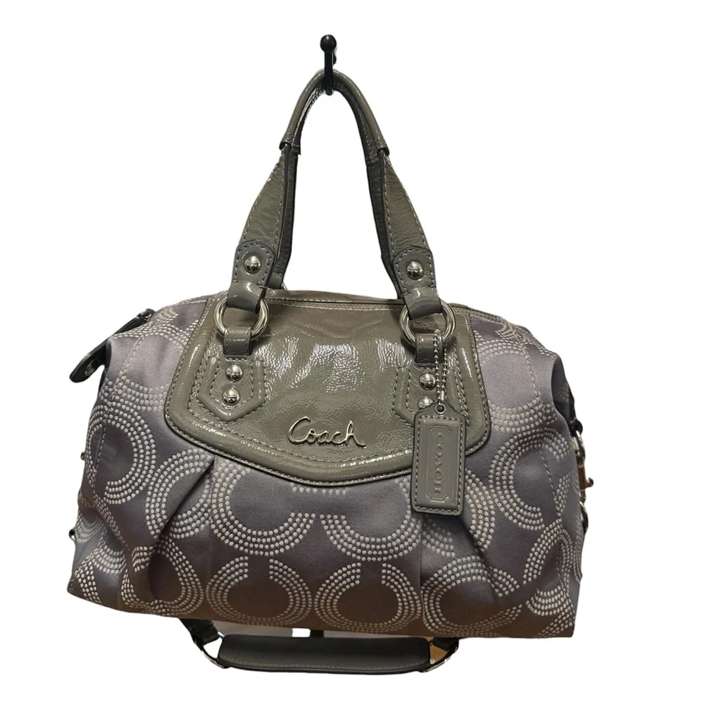 Coach Ashley Dotted Op Art Grey Canvas Satchel - Picture 1 of 8